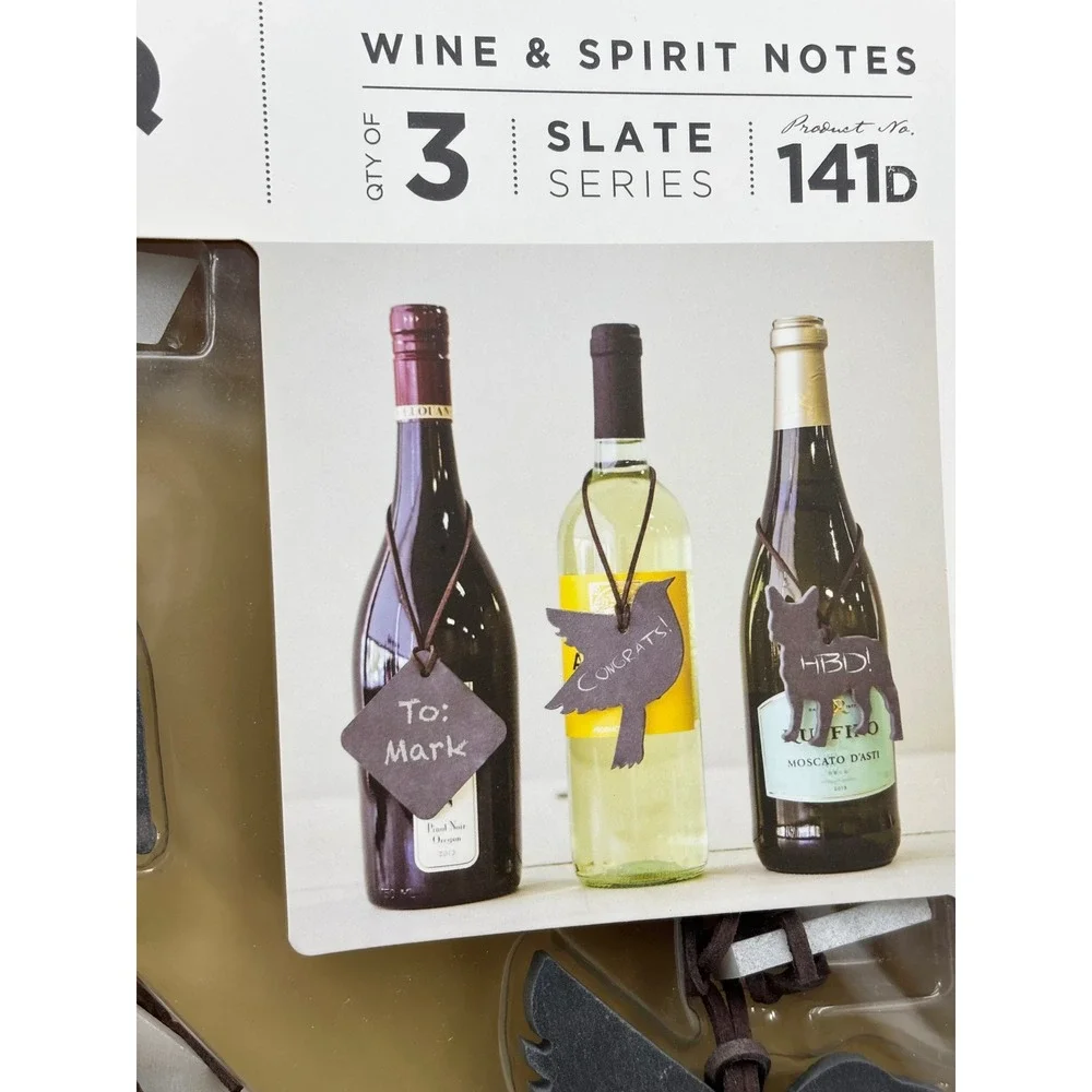 SPARQ Home Slate Wine & Spirit Notes 3-Piece Set Dog Bird Square‎ Tags 141D NEW